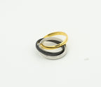 [Clover Schmuck]TRINITY RING SCHWARZGOLDSILBER