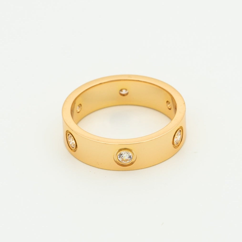 [Clover Jewelry]LOVE RING 5.5MM 6 DIAMONDS PINK GOLD
