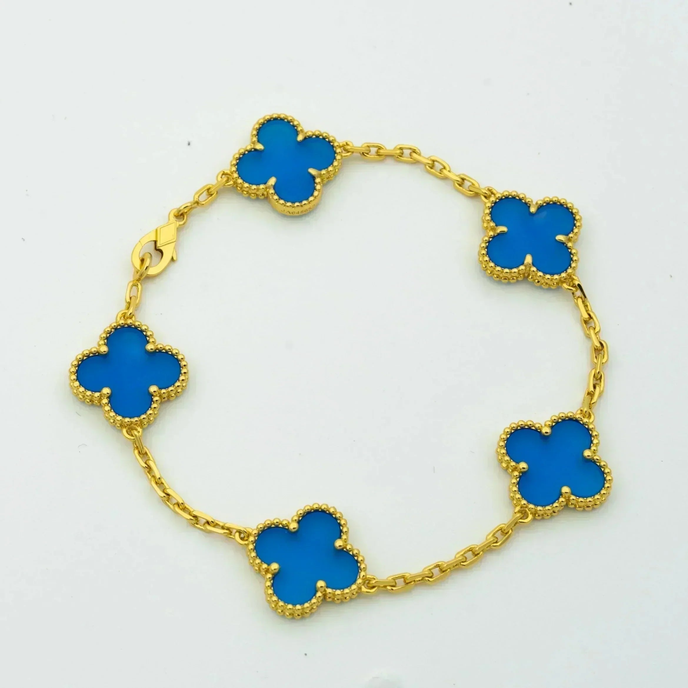 [Clover Jewelry]CLOVER 5 MOTIFS BLUE AGATE BRACELET