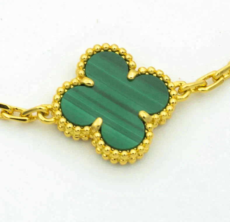 [Clover Jewelry]CLOVER  5 MOTIF MALACHITE DIAMOND BRACELET