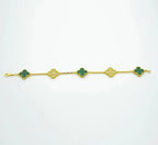 [Clover Jewelry]CLOVER  5 MOTIF MALACHITE DIAMOND BRACELET