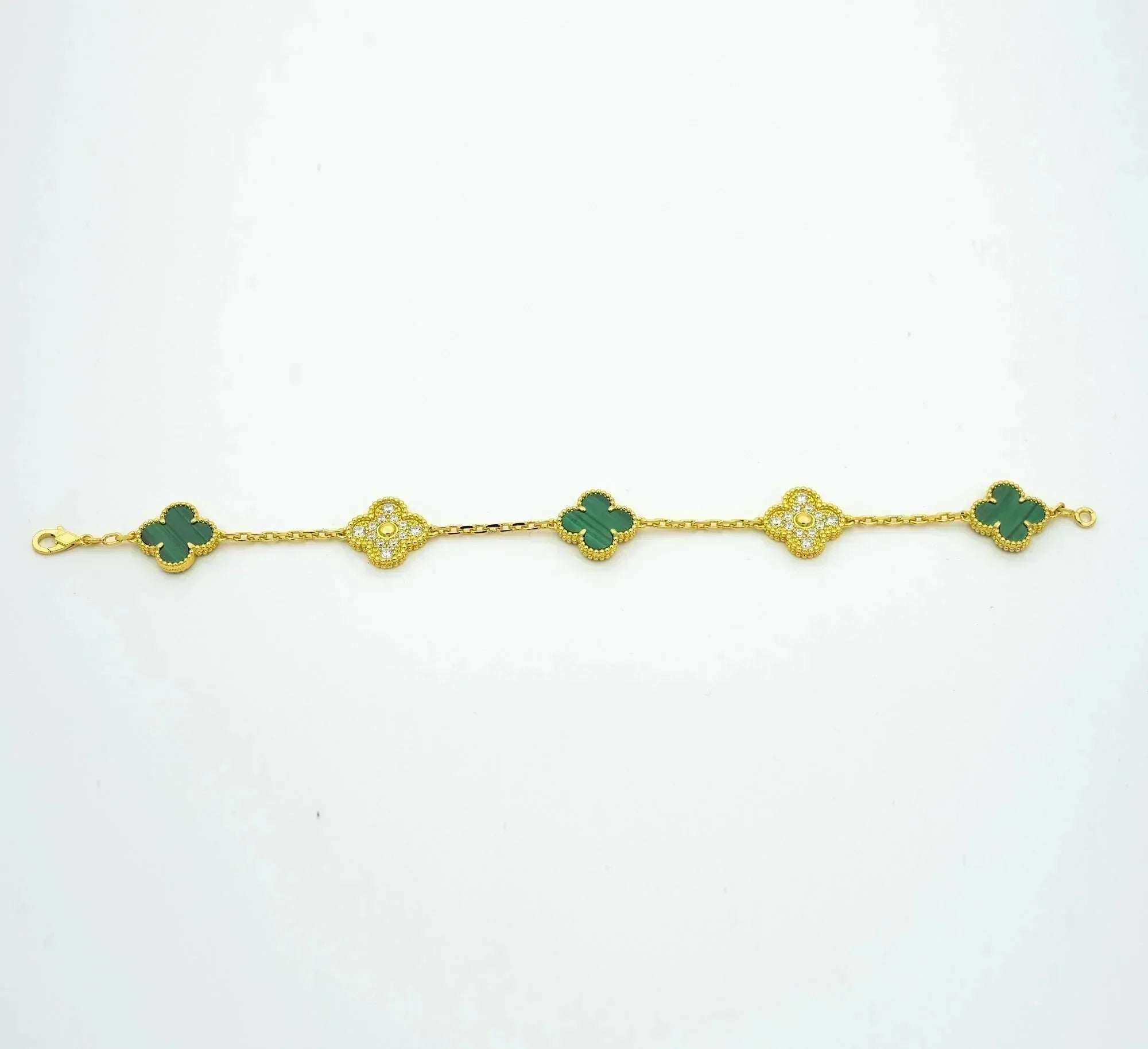 [Clover Jewelry]CLOVER  5 MOTIF MALACHITE DIAMOND BRACELET