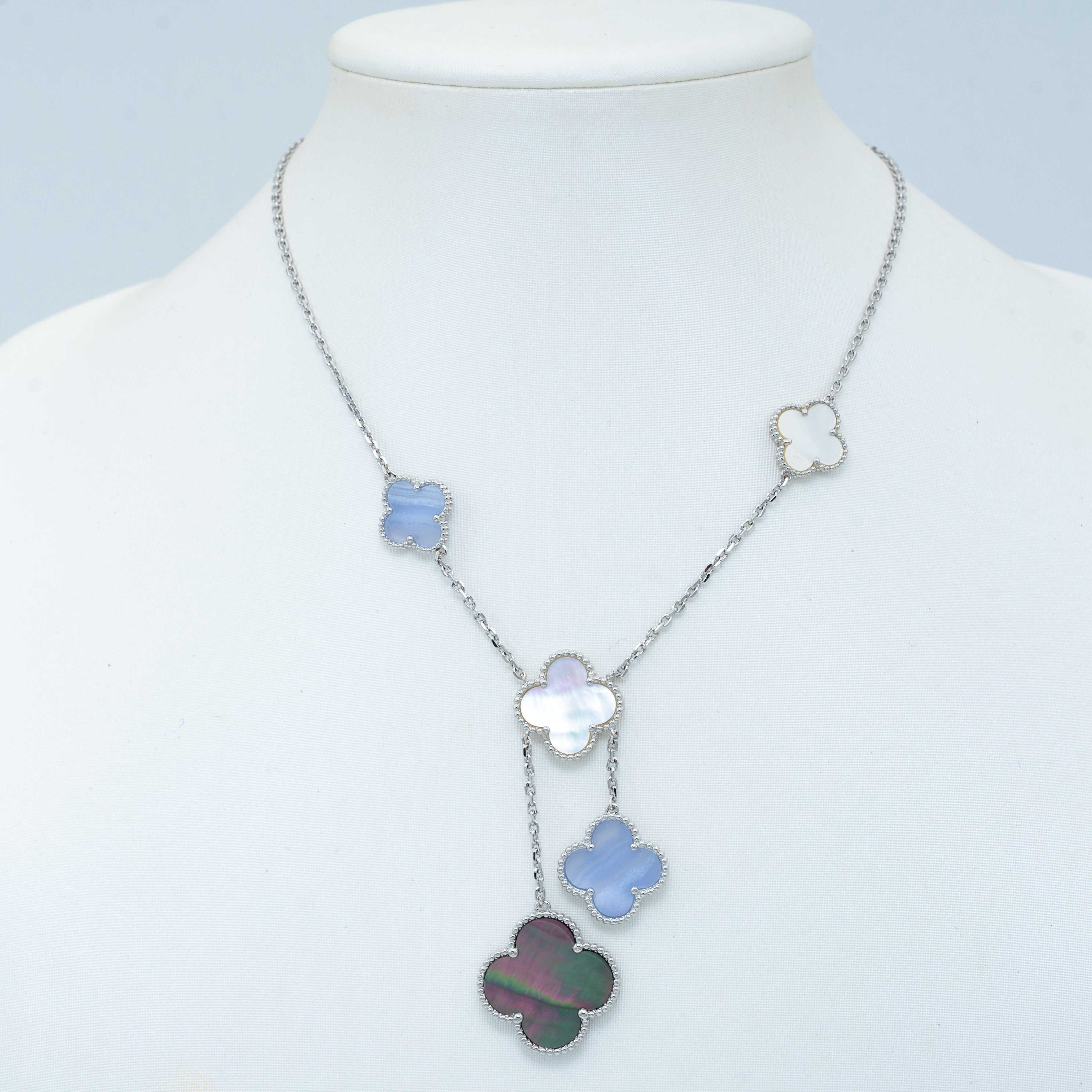 [Clover Jewelry]CLOVER MOP CHALCEDONY NECKLACE SILVER 6 MOTIF