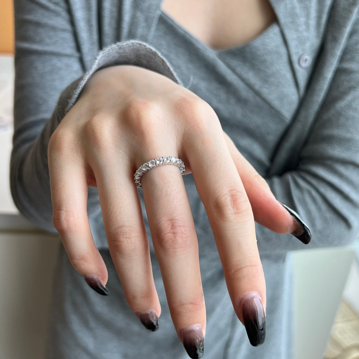 [Clover Jewelry]ラウンドカットテニスリング
