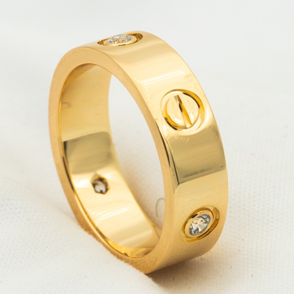 [Clover Jewelry]LOVE RING 5.5MM 3 DIAMONDS PINK GOLD