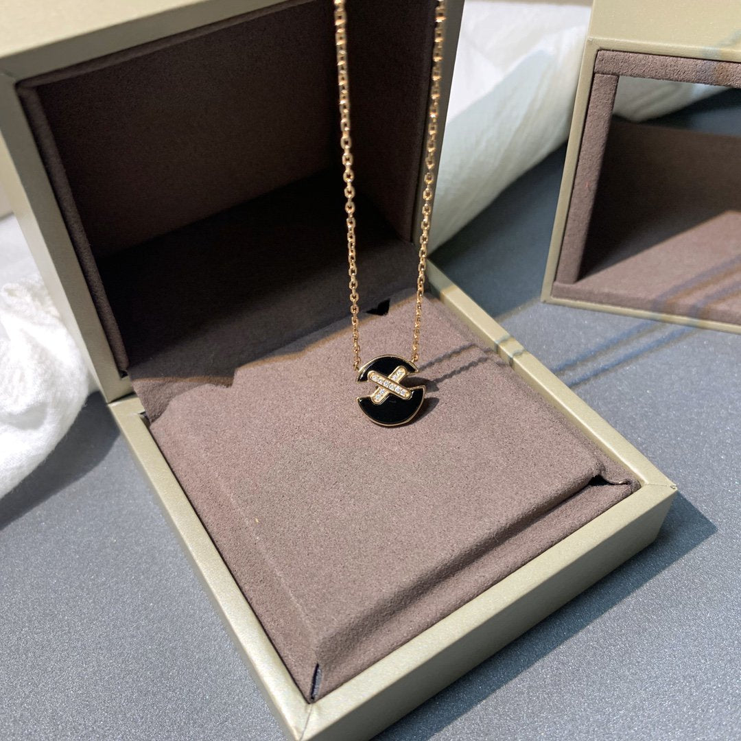 [Clover Jewelry]JEUX DE PINK GOLD DIAMOND NECKLACE