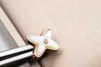 [Clover Jewelry]JEUX DE WHITE MOP PINK GOLD DIAMOND EARRINGS