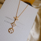 [Clover Jewelry] COLOR BLOSSOM LARIAT HALSKETTE ROSÉGOLD WEISSE PERLMUTT UND DIAMANT