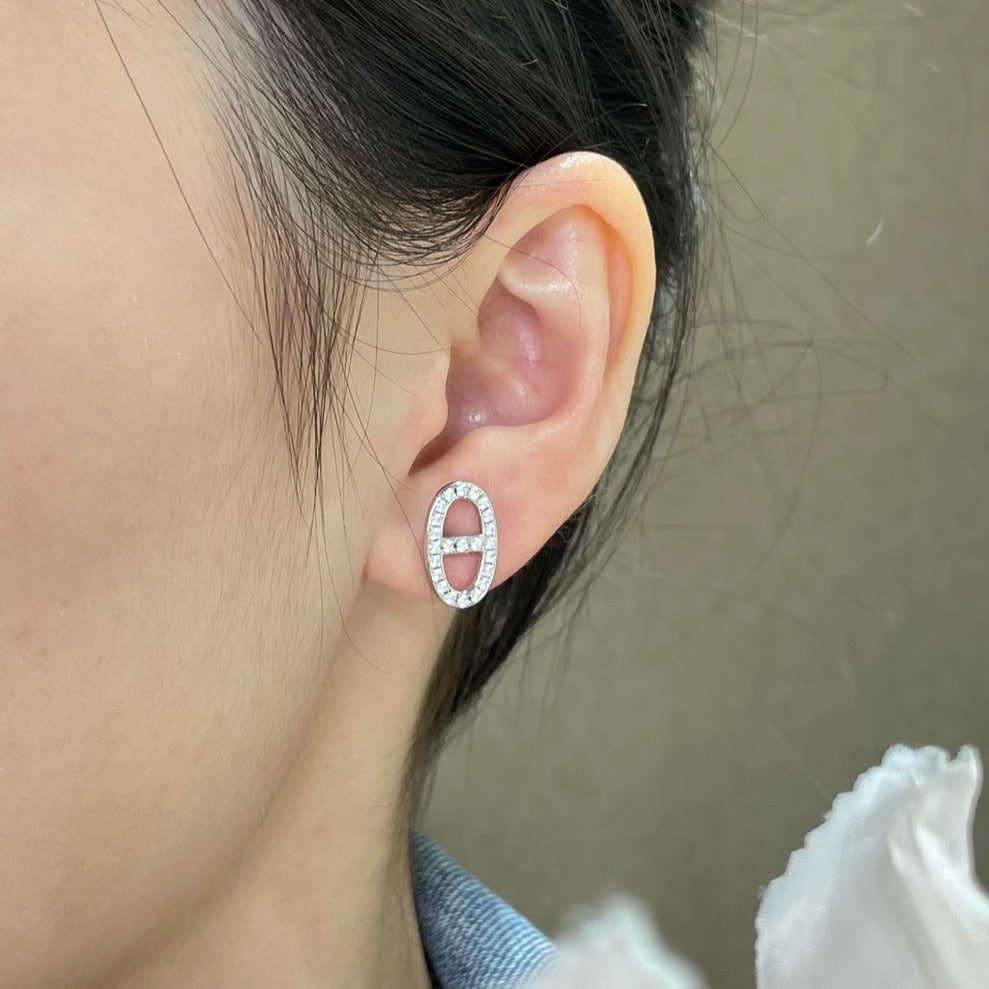 [Clover Jewelry]HM FULL DIAMOND PIG NOSE STUD EARRINGS