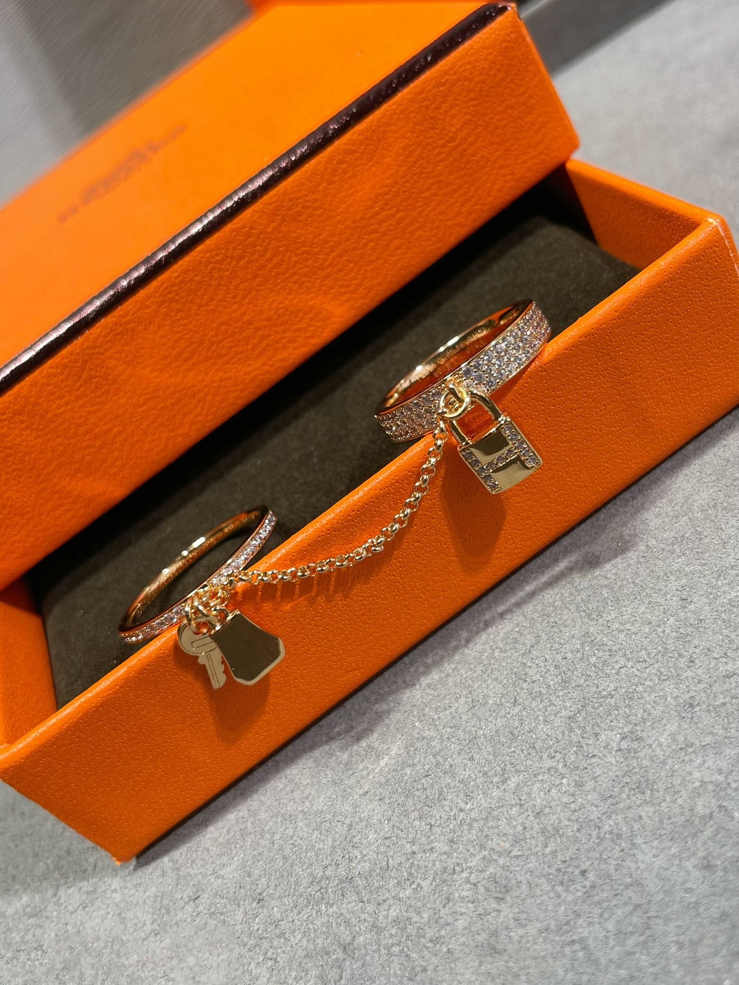 [Clover Jewelry]HM KELLY CLOCHETTE DOUBLE RING IN  WITH DIAMONDS