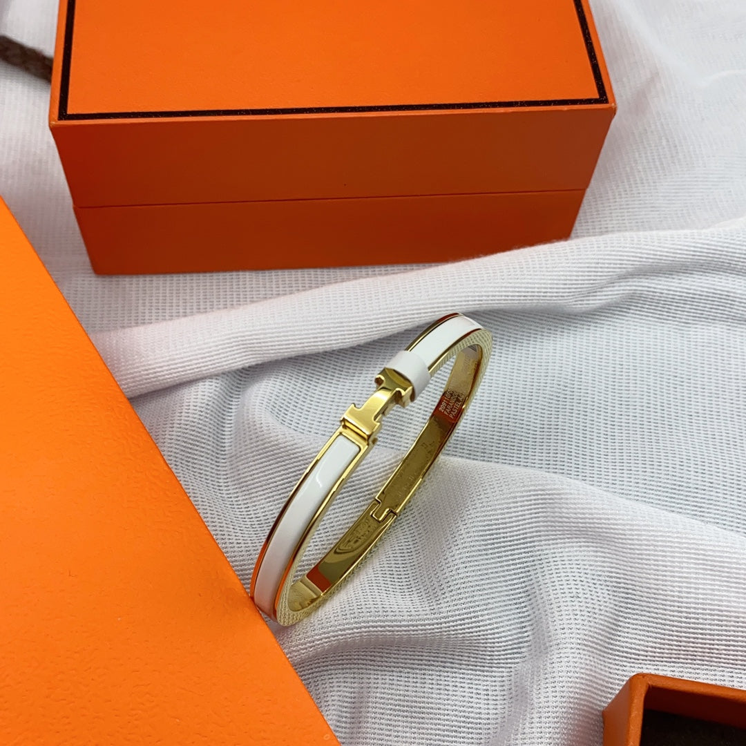 [Clover Jewelry]CLASSIC HM CLIC WHITE 8MM ENAMEL BRACELET