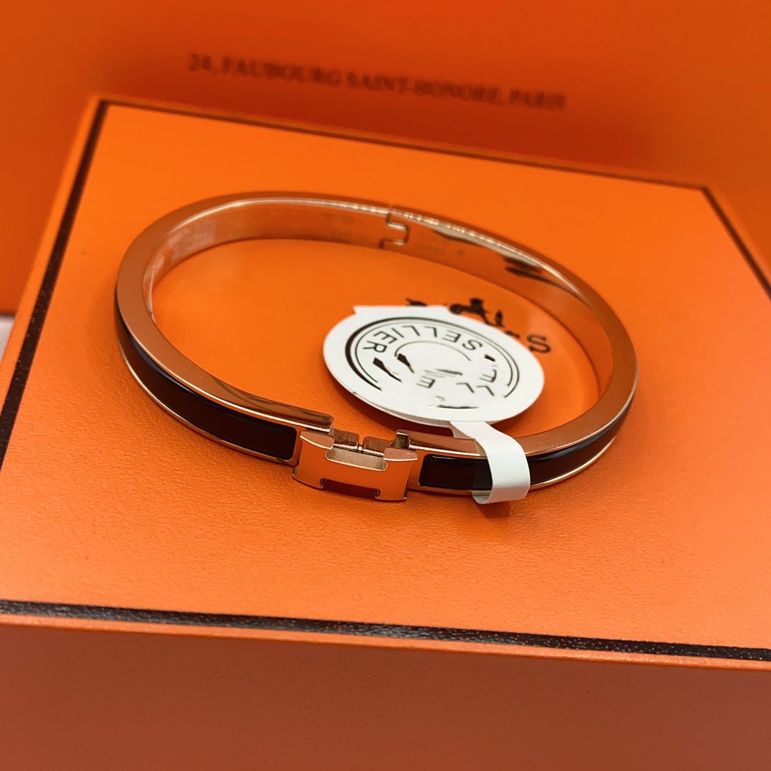 [Clover Jewelry]CLASSIC HM CLIC BLACK 8MM ENAMEL BRACELET