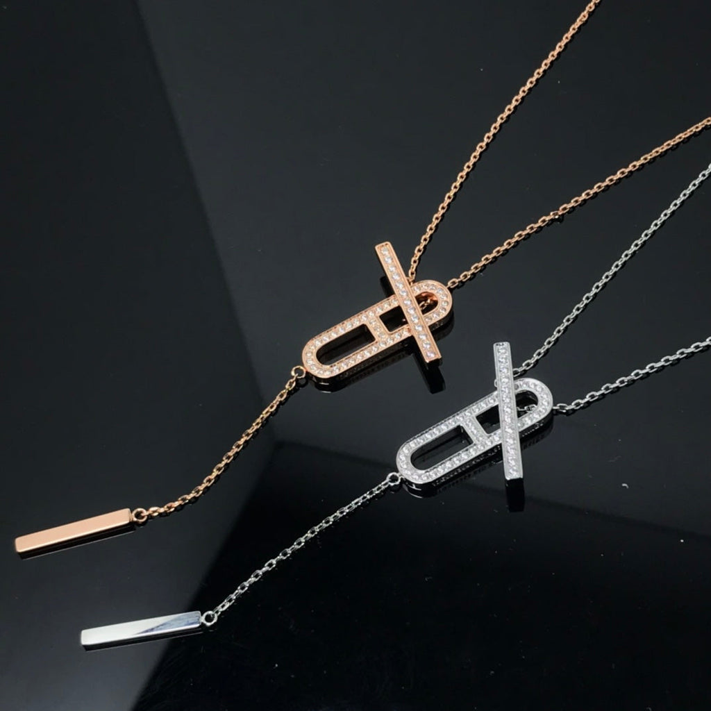 [Clover Jewelry]HM-HALSKETTE PLATIN ROSÉGOLD DIAMANT