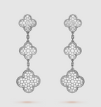 [Clover Jewelry]CLOVER 3 MOTIF DIAMOND SILVER DROP EARRINGS
