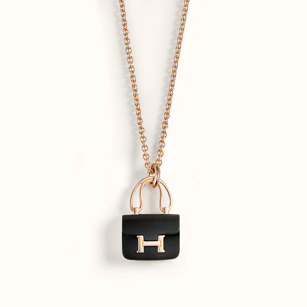 [Clover Jewelry]CONSTANCE BLACK PEDANT PINK GOLD NECKLACE