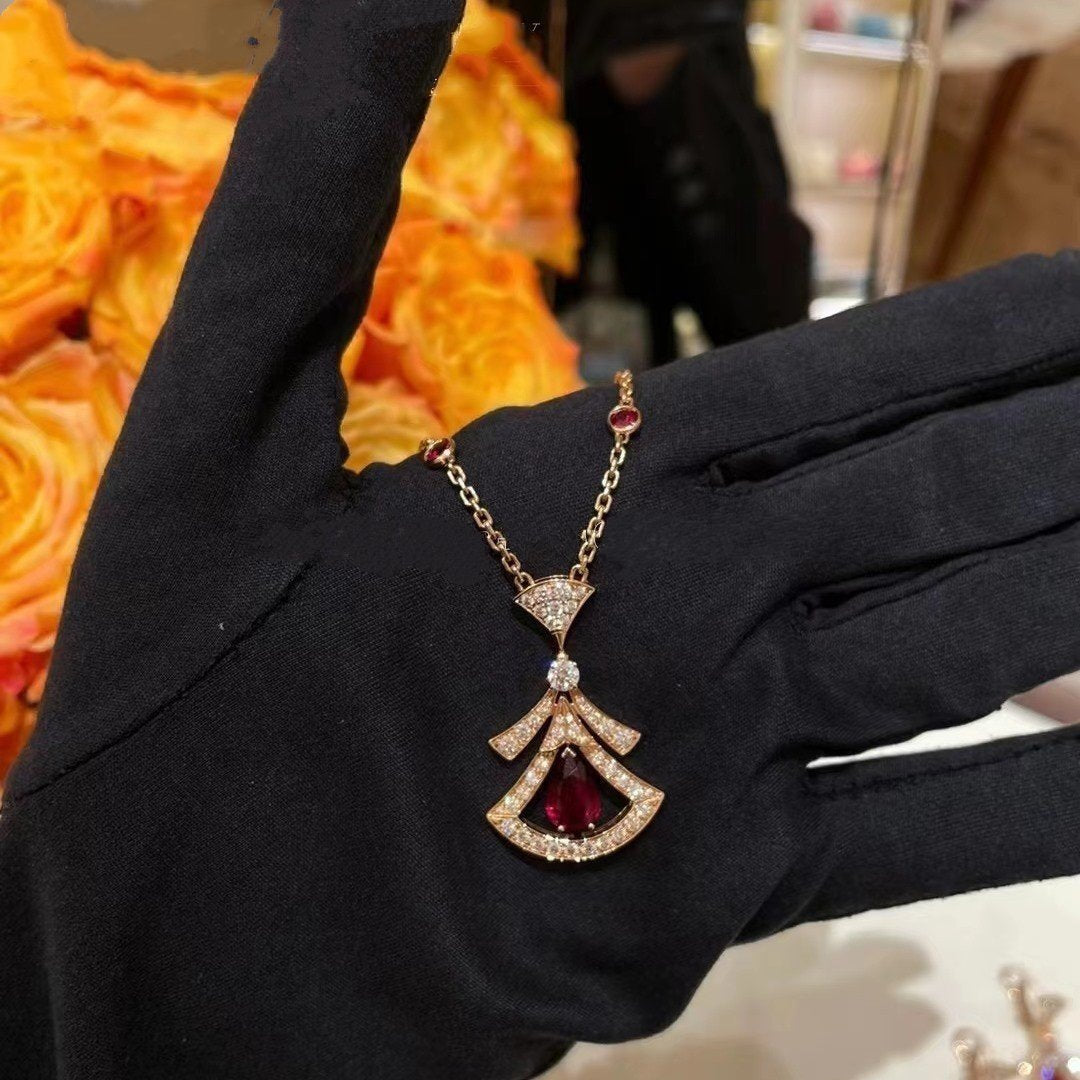 [Clover Jewelry]DREAM NECKLACE CARNELIAN DIAMOND PINK GOLD