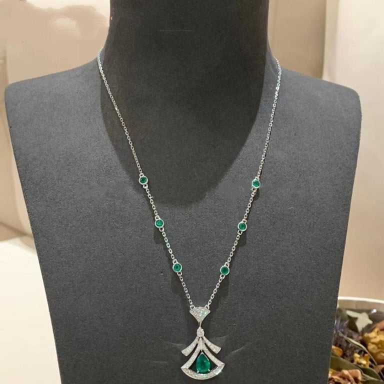 [Clover Jewelry]DREAM HALSKETTE MALACHIT DIAMANT SILBER