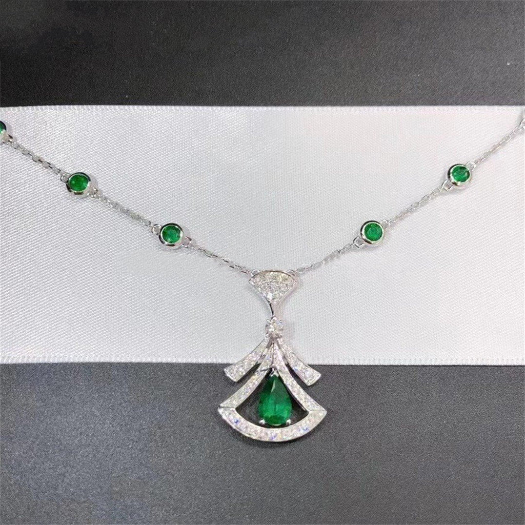 [Clover Jewelry]DREAM HALSKETTE MALACHIT DIAMANT SILBER
