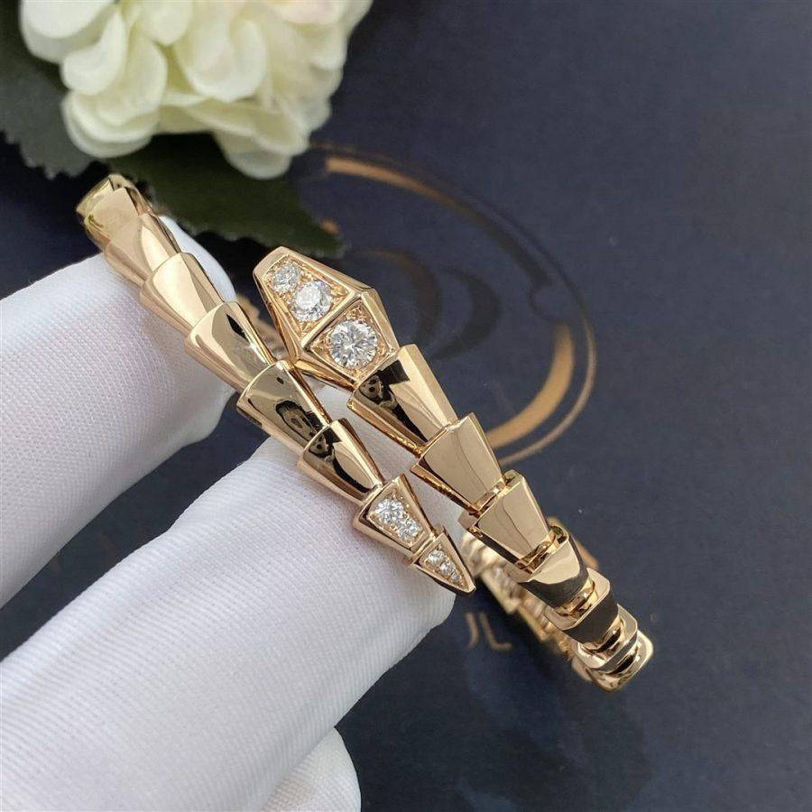 [Clover Jewelry]SERPENTI BRACELET DIAMONDS PINK GOLD