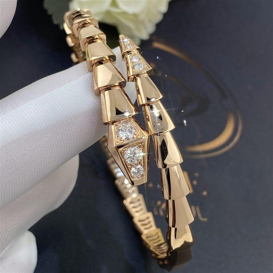 [Clover Jewelry]SERPENTI BRACELET DIAMONDS PINK GOLD