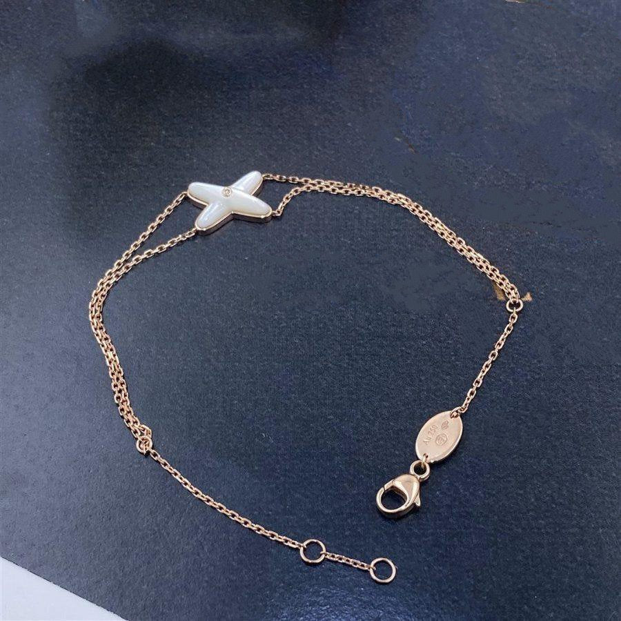 [Clover Jewelry]JEUX BRACELET WHITE MOP PINK GOLD 1 DIAMOND