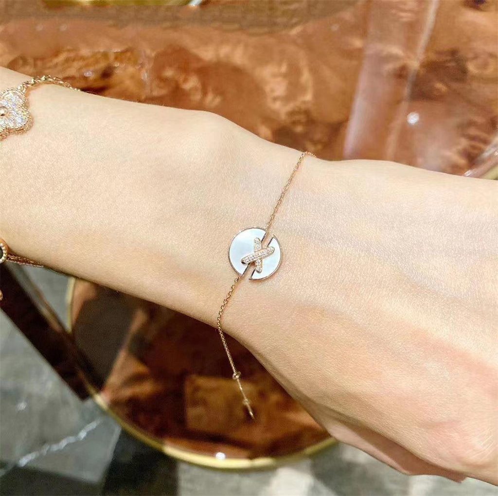 [Clover Jewelry]ARMBÄNDER-SET PERLMUTT ROSÉGOLD DIAMANTEN