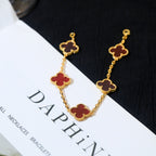 [Clover Jewelry]CLOVER 5 MOTIFS RED AGATE  BRACELET