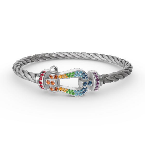 [Clover Jewelry]FORC LARGE HORSESHOE  COLORED DIAMOND BRACELET SILVER