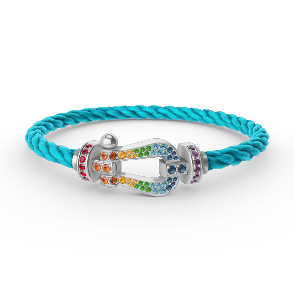 [Clover Jewelry]FORC LARGE HORSESHOE  COLORED DIAMOND BRACELET SILVER