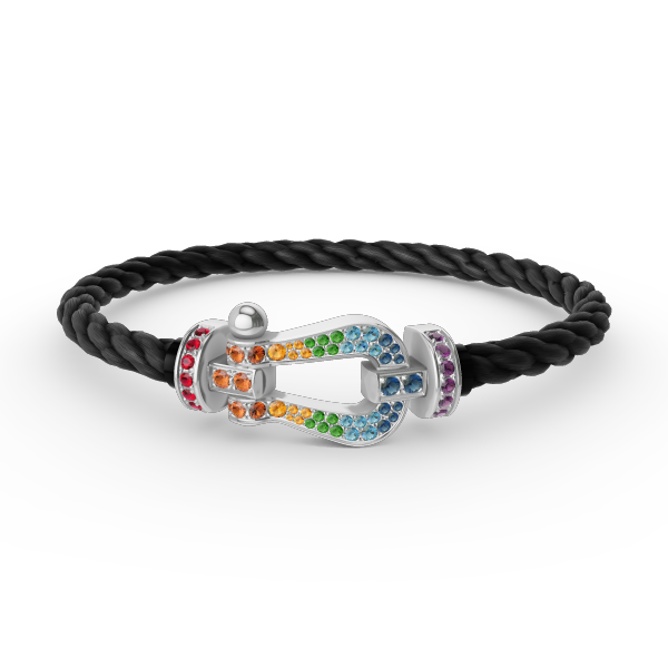 [Clover Jewelry]FORC LARGE HORSESHOE  COLORED DIAMOND BRACELET SILVER