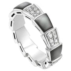 [Clover Jewelry]SERPENTI RING SILBER DIAMANT SCHWARZER PERLMUTT 4MM