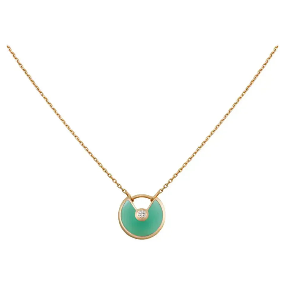 [Clover Jewelry]AMULETTE GOLD MALACHIT HALSKETTE