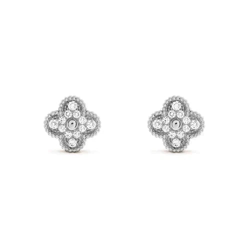 [Clover Jewelry]CLOVER 1 MOTIFS DIAMOND STUD EARRINGS SILVER