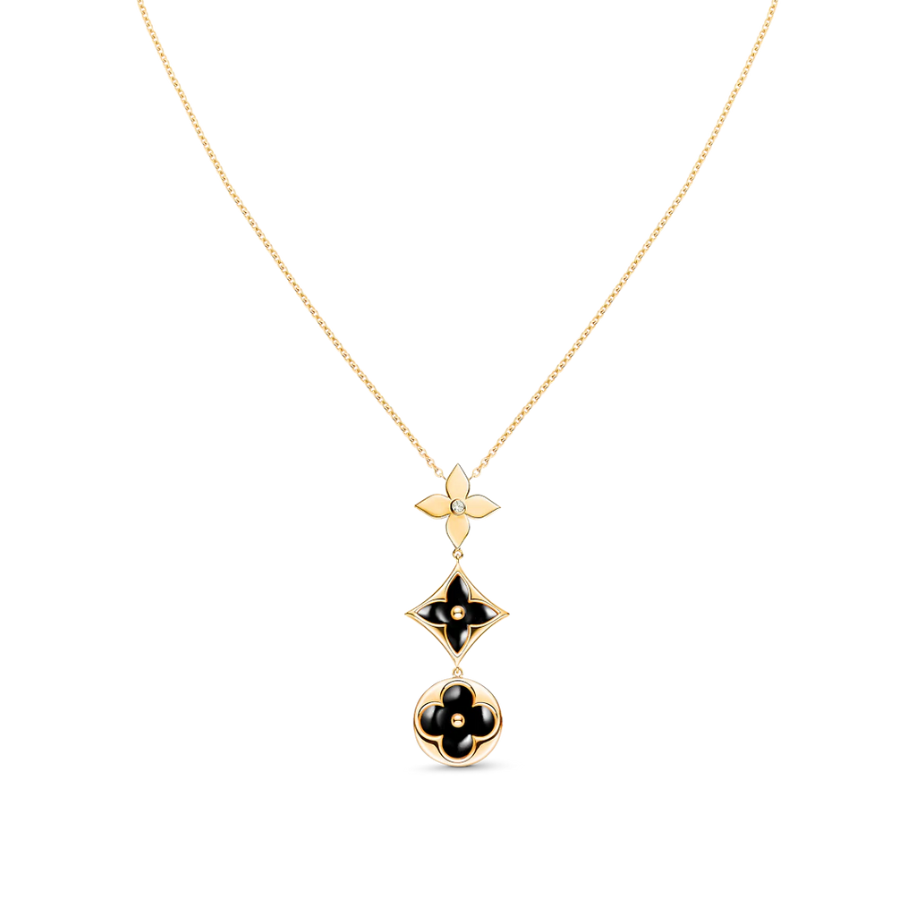 [Clover Jewelry]HALSKE TTE AUS ROSÉGOLD MIT STERN-, SONNEN- UND ONYX-ANHÄNGER