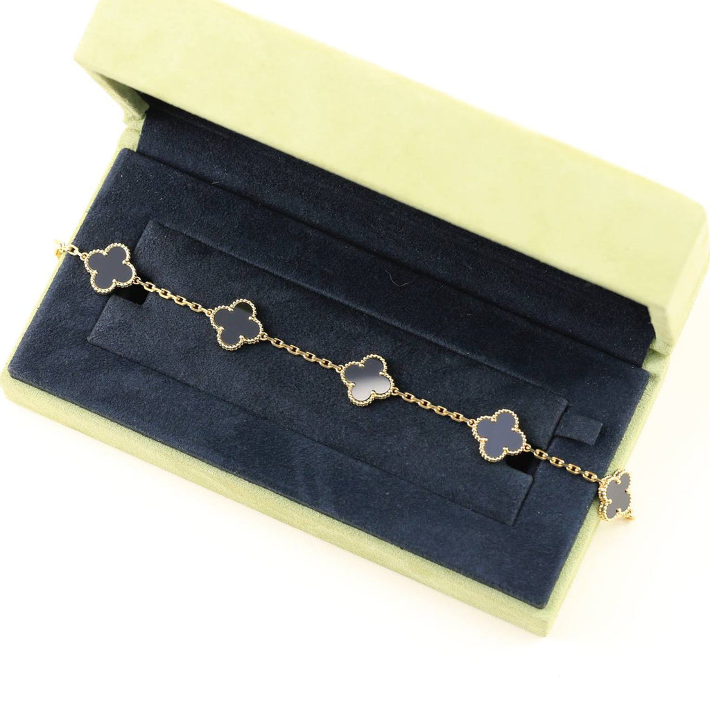 [Clover Jewelry]CLOVER  5 MOTIFS BLACK ONYX BRACELET