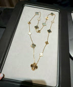 [Clover Jewelry]DETACHABLE CLOVER 15(11+4) FLOWER ROSE GOLD NECKLACE SET