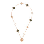 [Clover Jewelry]DETACHABLE CLOVER 15(11+4) FLOWER ROSE GOLD NECKLACE SET