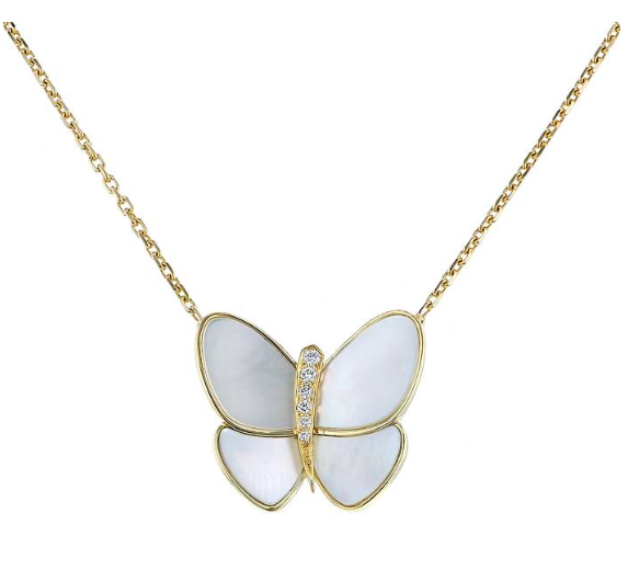 [Clover Jewelry]BUTTERFLY GOLD MOP DIAMOND NECKLACE