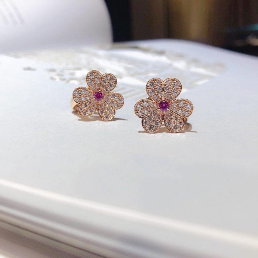 [Clover Jewelry]FRIVOLE PINK GOLD FLOWER DIAMOND EARRINGS
