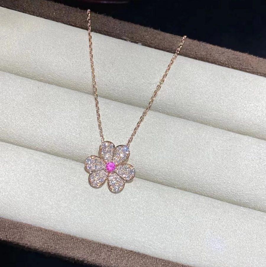 [Clover Jewelry]FRIVOLE ROSE GOLD FLOWER DIAMOND NECKLACE