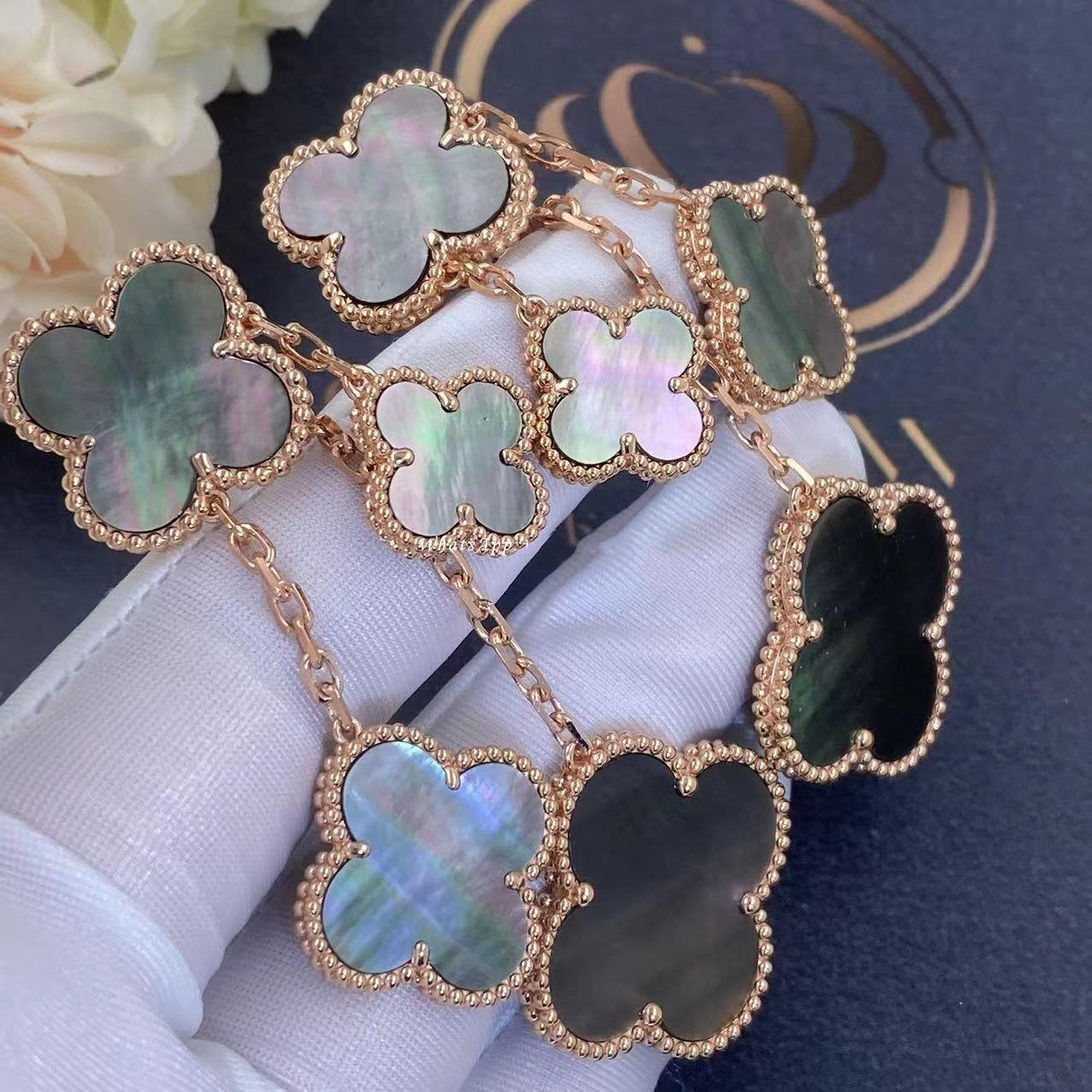 [Clover Jewelry]CLOVER EARRINGS DARK MOP 4 MOTIFS ROSE GOLD