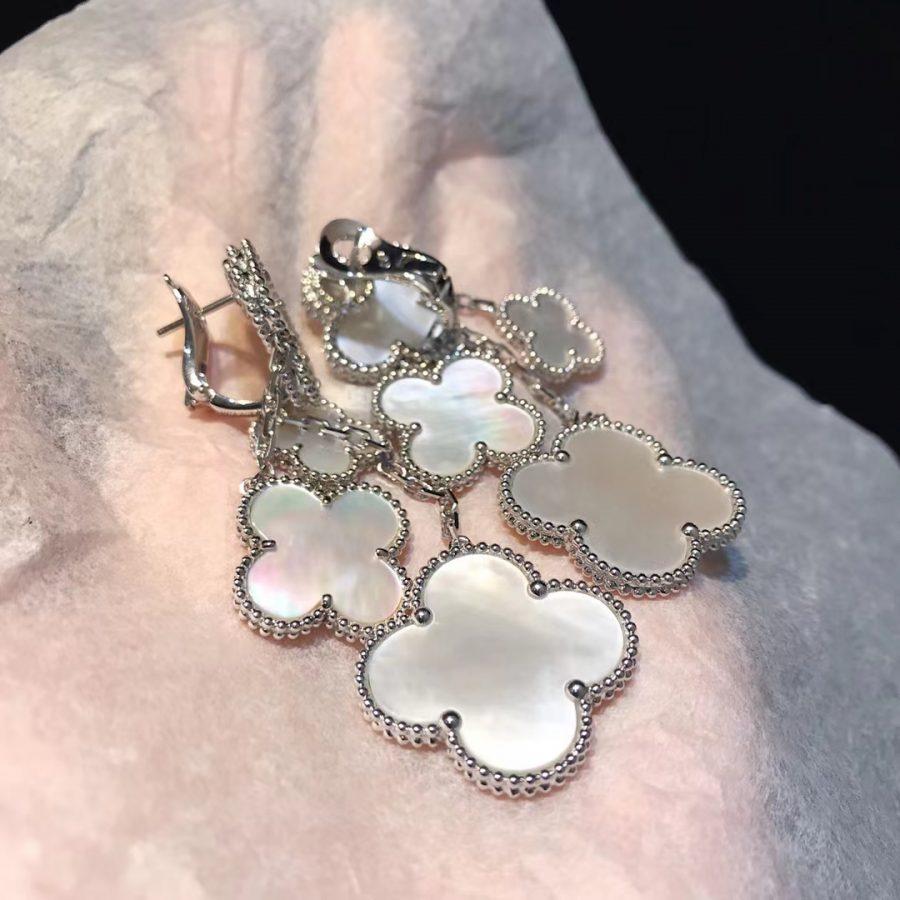 [Clover Jewelry]CLOVER EARRINGS WHITE MOP 4 MOTIFS SILVER