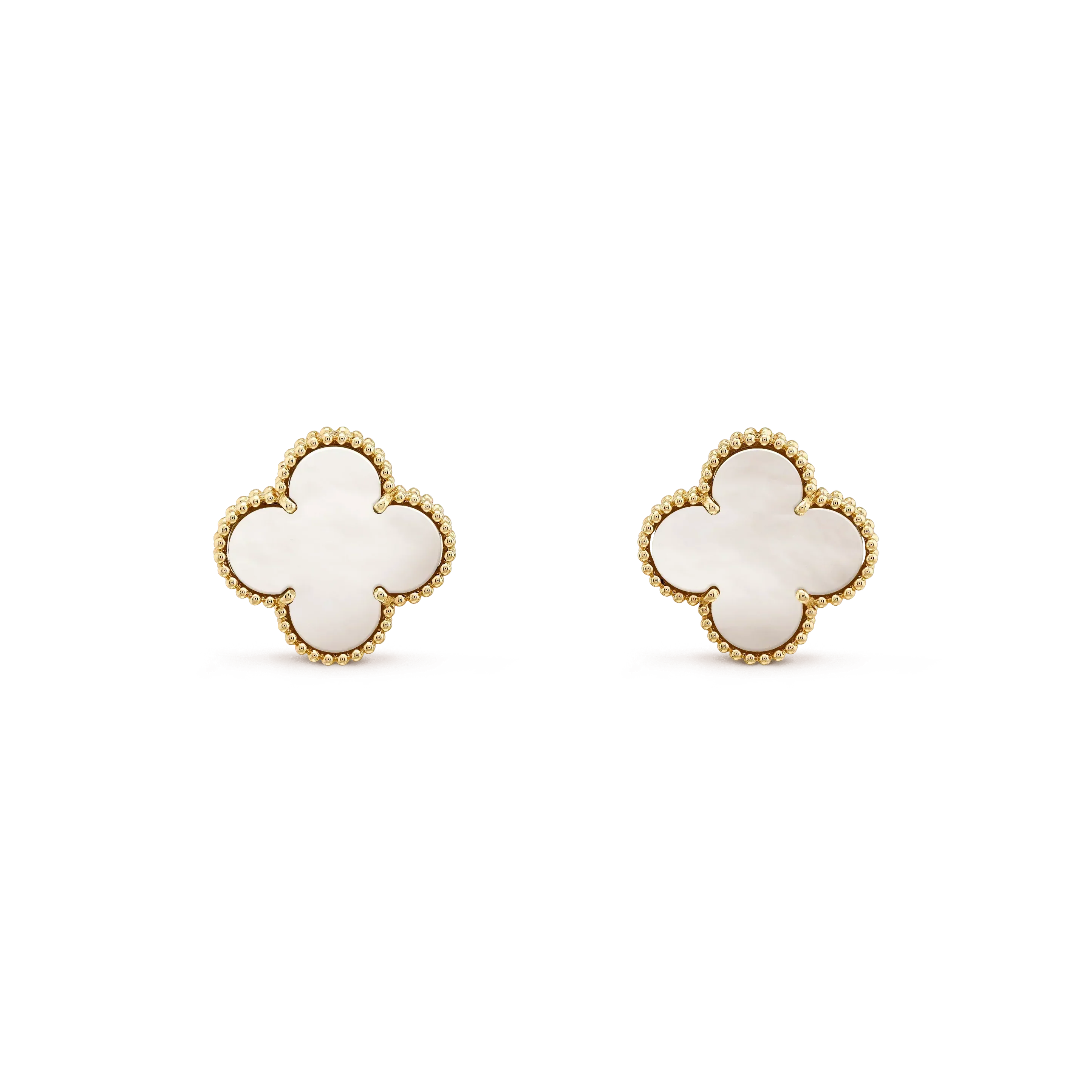 [Clover Jewelry]CLOVER MEDIUM 1 MOTIFS  WHITE MOP STUD EARRINGS