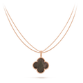 [Clover Jewelry]CLOVER 25MM GOLD DUNKEL MOP GROSSE KLEEB LILIE HALSKETTE