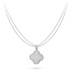 [Clover Jewelry]CLOVER 25MM SILVER FULL DIAMOND BIG CLOVER NECKLACE