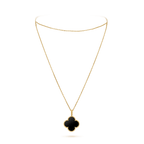 [Clover Jewelry]CLOVER 25MM GOLD ONYX BIG CLOVER NECKLACE