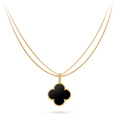 [Clover Jewelry]CLOVER 25MM GOLD ONYX BIG CLOVER NECKLACE