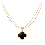 [Clover Jewelry]CLOVER 25MM GOLD ONYX BIG CLOVER NECKLACE