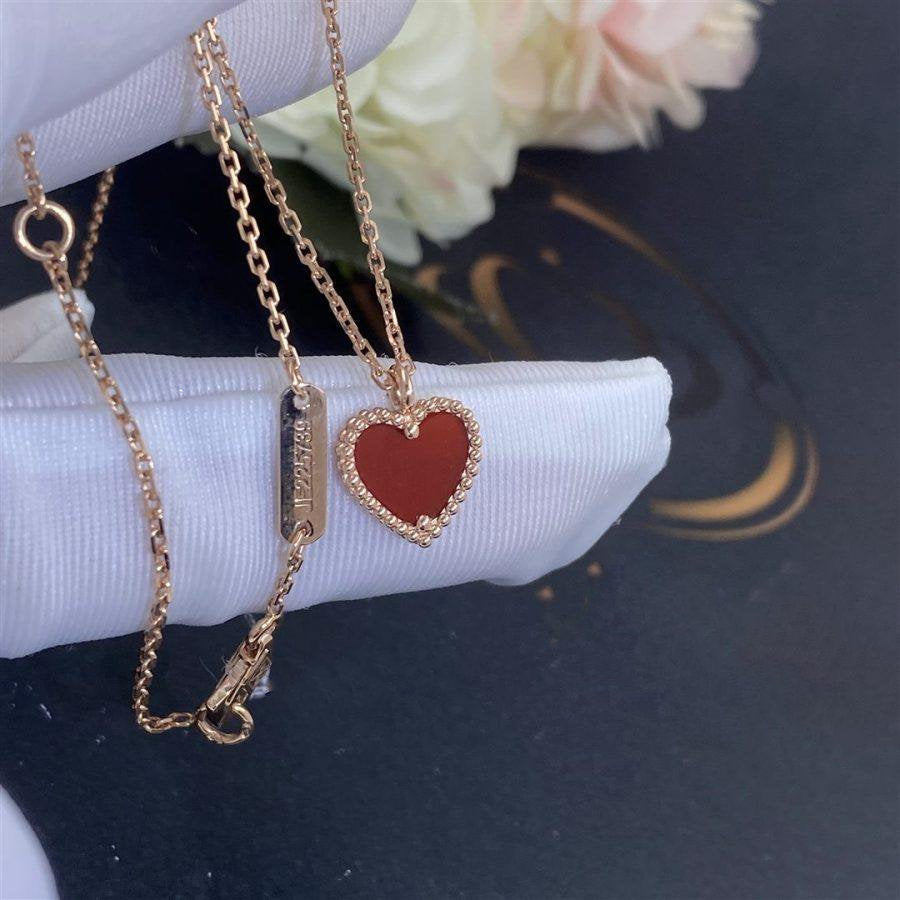 [Clover Jewelry]SWEET CLOVER CARNELIAN HEART NECKLACE