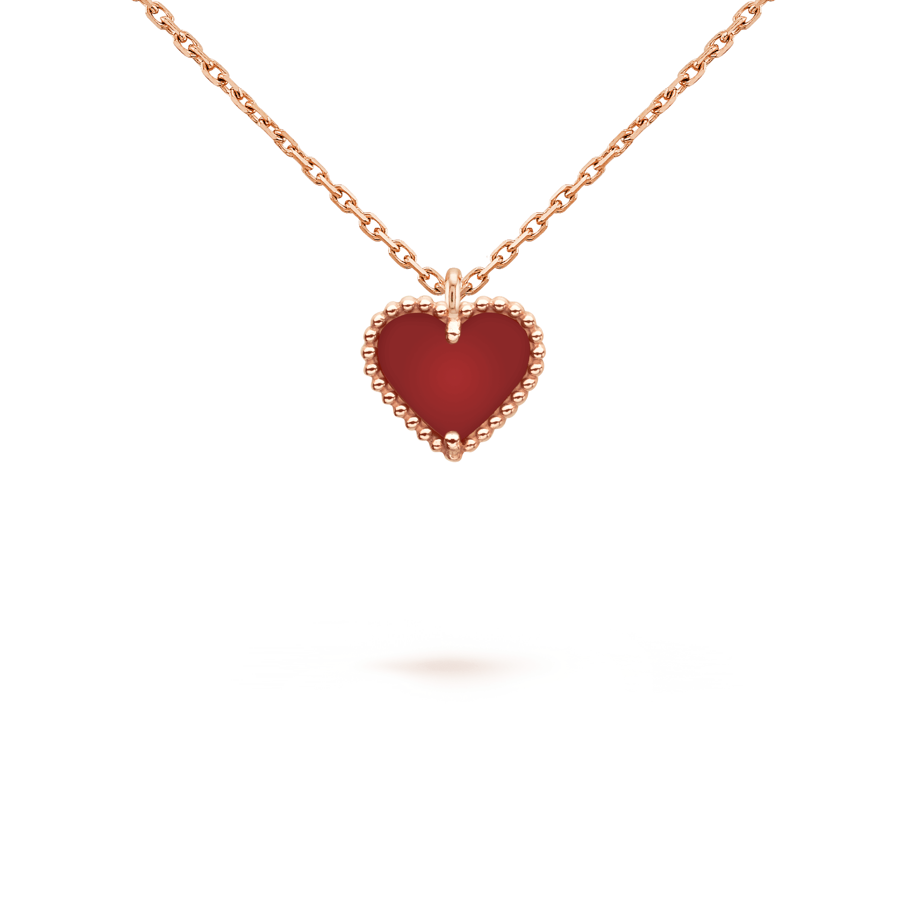 [Clover Jewelry]SWEET CLOVER CARNELIAN HEART NECKLACE